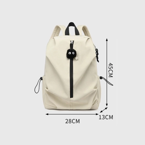 Casual backpack, small backpack, light, large capacity travel bag for men and women, backpack with pendant - black