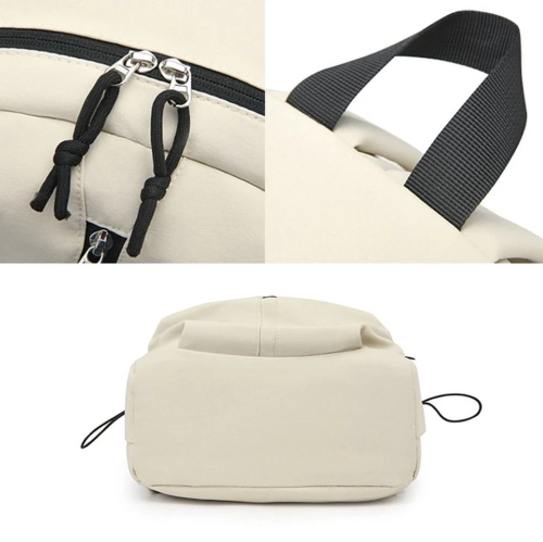 Casual backpack, small backpack, light, large capacity travel bag for men and women, backpack with pendant - white