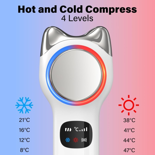 Hot & Cold Compress Face Firming Device,Red Blue Light Face Massage Tool for Face Lifting,Electric Facial Massager for Skin Care