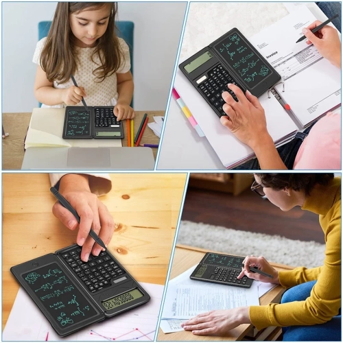 Portable Solar Calculator, Foldable Scientific Calculator with Handwriting Tablet, Multi-Purpose Office Tool
