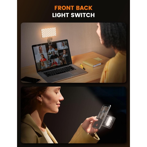 YOULIGHTS Video Conference Lighting Dual-Sided, Stepless Dial Adjustment, 3000mAh Rechargeable, Portable Clip-on Design
