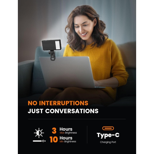 YOULIGHTS Video Conference Lighting Dual-Sided, Stepless Dial Adjustment, 3000mAh Rechargeable, Portable Clip-on Design