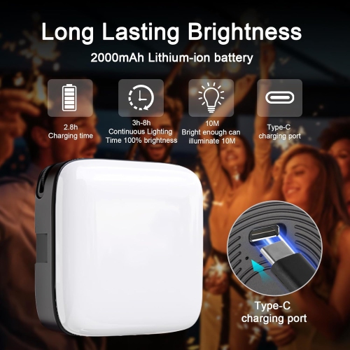 YOULIGHTS 64 LED Lampe à égoportrait à intensité réglable 3000-9900K, pince avant et arrière rechargeable sur lumière，Luminosité multiple 3 modes
