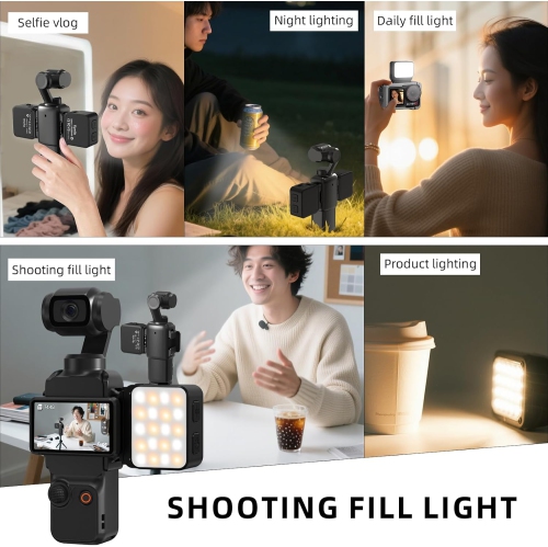 Accessoire d'éclairage magnétique miniature LED Pocket 3 de YOULIGHTS, lampe vidéo 8700K à remplissage réglable avec adaptateur d'extension à double