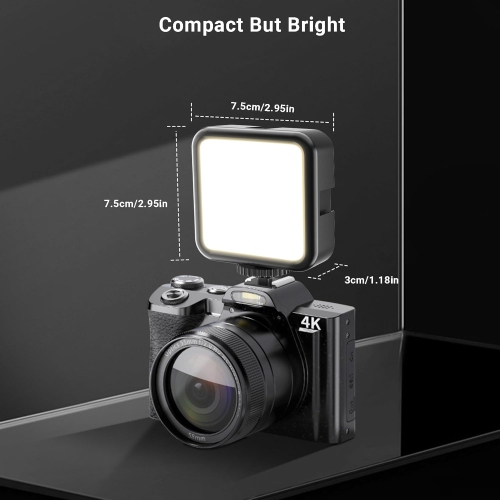 YOULIGHTS On-Camera Video Light, Rechargeable LED Mini Bright Light for Photography, Portable Camera Lighting