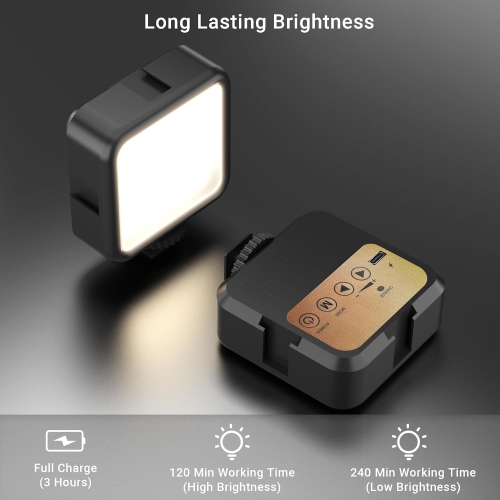 YOULIGHTS On-Camera Video Light, Rechargeable LED Mini Bright Light for Photography, Portable Camera Lighting