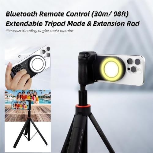 Anneau d'éclairage magnétique pour égoportrait 4-en-1 de YOULIGHTS – Poignée de téléphone, lampe d'appoint LED, télécommande, compatible avec un