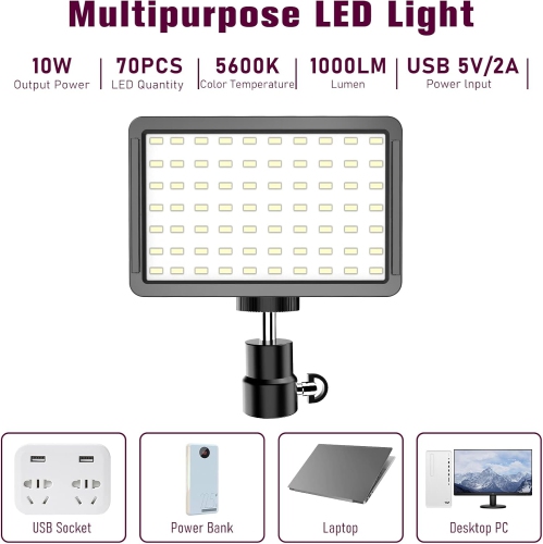 Trousse d'éclairage pour photographie USB DEL 5600K intensité réglable de YOULIGHTS pour studio vidéo avec trépied réglable et filtres de couleur
