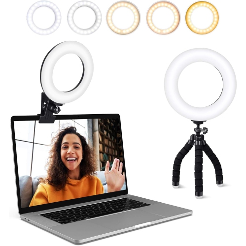 Trousse d'éclairage pour vidéoconférence YOULIGHTS, pince pour moniteur de portable avec 5 couleurs à intensité réglable et 5 niveau de luminosité