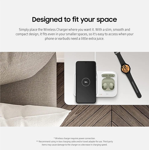 YOULIGHTS 15W Wireless Charger Duo w/USB C Cable, Dual Charging, Cordless Super Fast Charging Pad