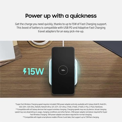 YOULIGHTS 15W Wireless Charger Single, Cordless Super Fast Charging Pad, Compact Design, LED Indicator, USB C Cable Included,