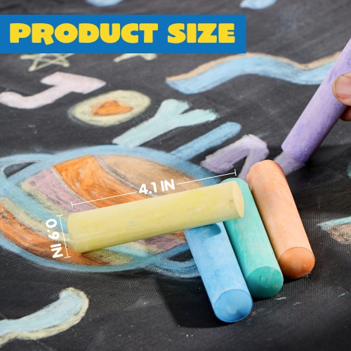 Joyin Toy 120 Pack Giant Box Non-toxic Jumbo Washable Sidewalk Chalk Set in 10 Colors