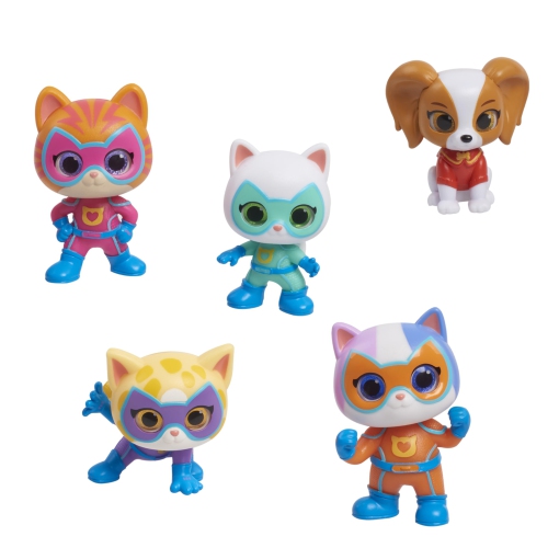 Disney Junior SuperKitties Hero Squad 5-Piece Figure Set, Officially Licensed Kids Toys for Ages 3 Up, Gifts and Prese..
