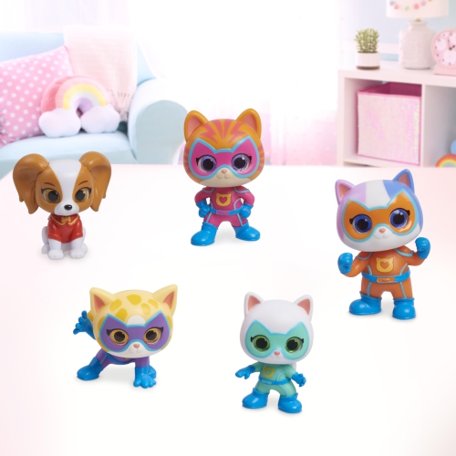 Disney Junior SuperKitties Hero Squad 5-Piece Figure Set, Officially Licensed Kids Toys for Ages 3 Up, Gifts and Prese..