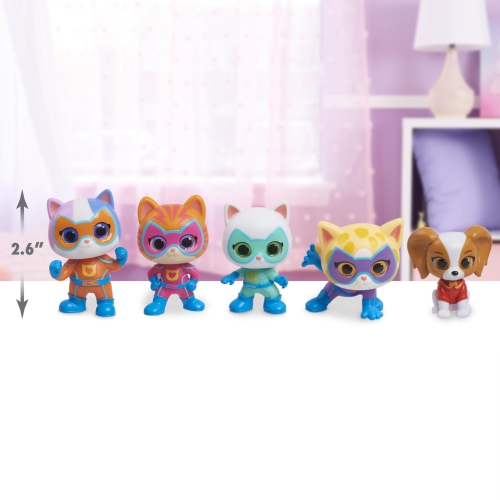 Disney Junior SuperKitties Hero Squad 5-Piece Figure Set, Officially Licensed Kids Toys for Ages 3 Up, Gifts and Prese..