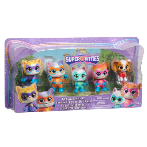 Disney Junior SuperKitties Hero Squad 5-Piece Figure Set, Officially Licensed Kids Toys for Ages 3 Up, Gifts and Prese..