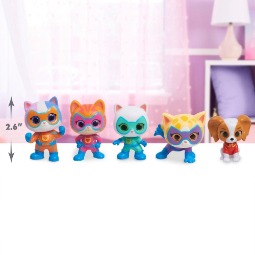 Disney Junior SuperKitties Hero Squad 5-Piece Figure Set, Officially Licensed Kids Toys for Ages 3 Up, Gifts and Prese..