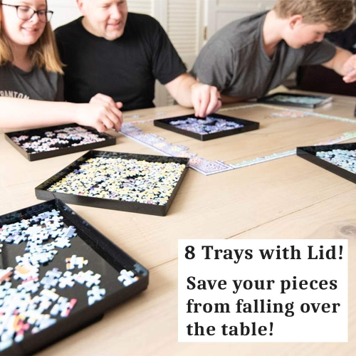 Puzzle Sorting Trays with Lid & Mover Card Sorter 9 x 9 Hold Up to 1500 Pieces Gift for Puzzle Lovers