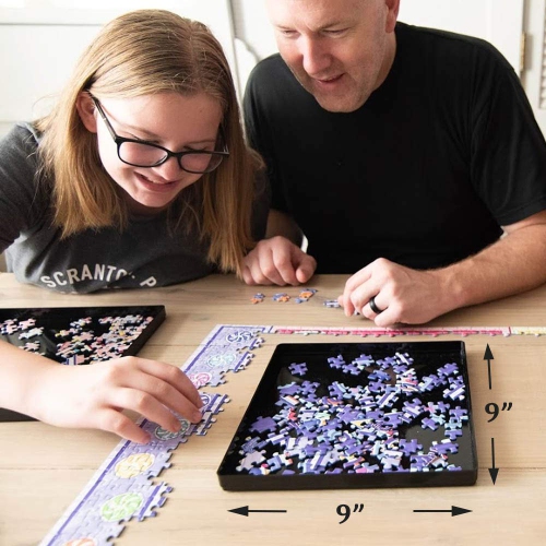 Puzzle Sorting Trays with Lid & Mover Card Sorter 9 x 9 Hold Up to 1500 Pieces Gift for Puzzle Lovers