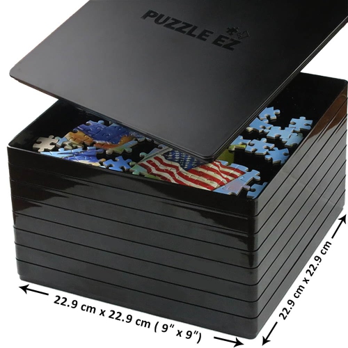 Puzzle Sorting Trays with Lid & Mover Card Sorter 9 x 9 Hold Up to 1500 Pieces Gift for Puzzle Lovers