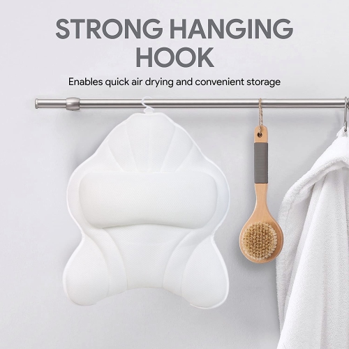 Poemland Extra Thick Large Bath Pillow with Neck,Back,Head Support for Bathtub, Spa, Soaking White(21''x17'')