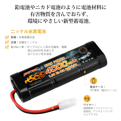 NASTIMA 7.2V 4000mAh 6-Cell NIMH Hump Battery Pack Compatible with Tamiya Connector for RC Cars, RC Truck and RC Boat