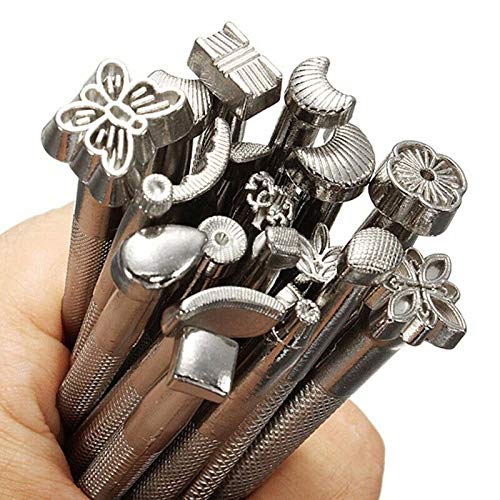 BANYOUR 20 PCS Leather Stamping Tool Leather Carving Working Saddle Making Tools DIY Leather Craft Stamps Set DIY Hammer
