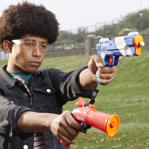 Nerf Fortnite Dual Pack Includes 2 Fortnite Blasters, Flint-Knock Dart Blaster, LP Dart Blaster, and 6 Nerf Elite Foam..