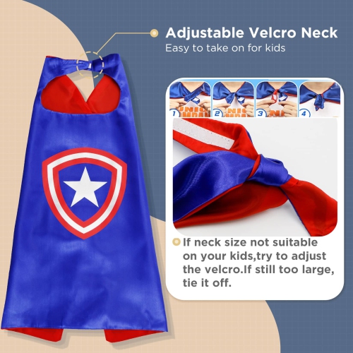 Kids Dress Up Superhero Capes Set and Slap Bracelets Costumes Birthday Party Christmas Gifts