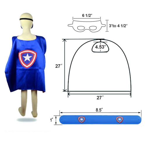 Kids Dress Up Superhero Capes Set and Slap Bracelets Costumes Birthday Party Christmas Gifts