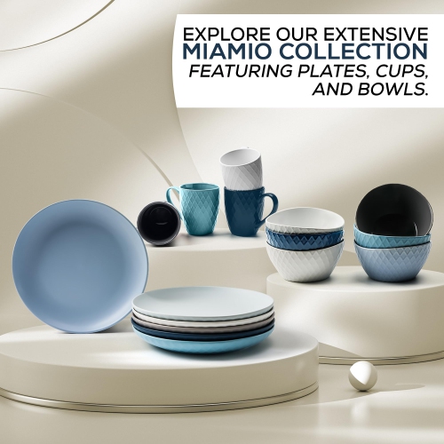 MIAMIO – Ensemble de 6 assiettes modernes en céramique/grès – Collection Palmanova