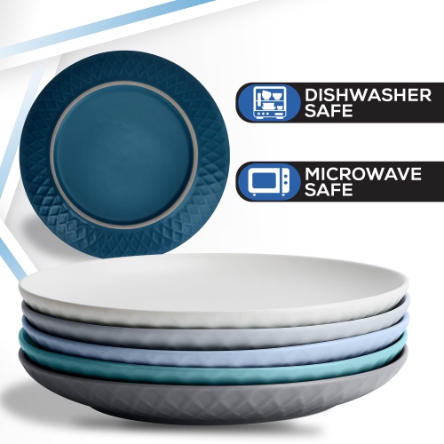 MIAMIO – Ensemble de 6 assiettes modernes en céramique/grès – Collection Palmanova