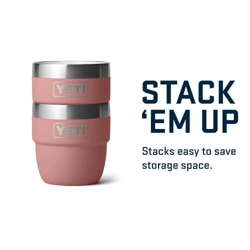 Tasse empilable YETI Rambler 4 oz, acier inoxydable, tasse à espresso/café isotherme, paquet de 2, rose grès