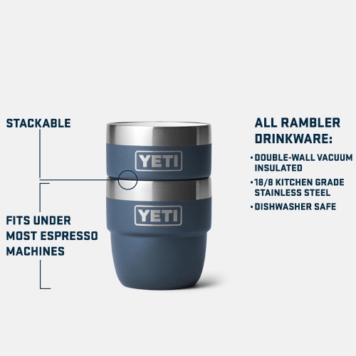 Tasse empilable YETI Rambler 4 oz, acier inoxydable, tasse à espresso/café isotherme, paquet de 2, rose grès