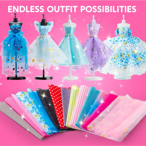 Klever Kits 400+PCS Fashion Design Crafts for Kids Art and Crafts Toy DIY Sewing Crafts with 3 Mannequins for Girls Ag..