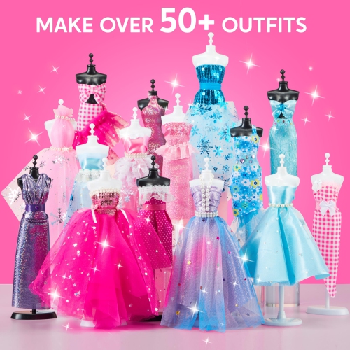 Klever Kits 400+PCS Fashion Design Crafts for Kids Art and Crafts Toy DIY Sewing Crafts with 3 Mannequins for Girls Ag..