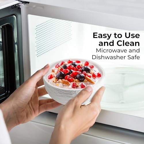 MIAMIO - Ceramic Bowl Set of 4/750 ml Large Serving Bowls for Cereal, Salad, Pasta, Fruit, and Soup - Oasis Collection