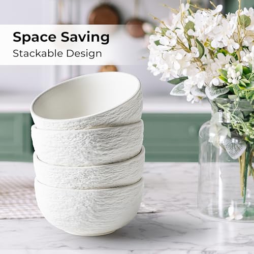 MIAMIO - Ceramic Bowl Set of 4/750 ml Large Serving Bowls for Cereal, Salad, Pasta, Fruit, and Soup - Oasis Collection