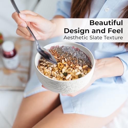 MIAMIO - Ceramic Bowl Set of 4/750 ml Large Serving Bowls for Cereal, Salad, Pasta, Fruit, and Soup - Oasis Collection