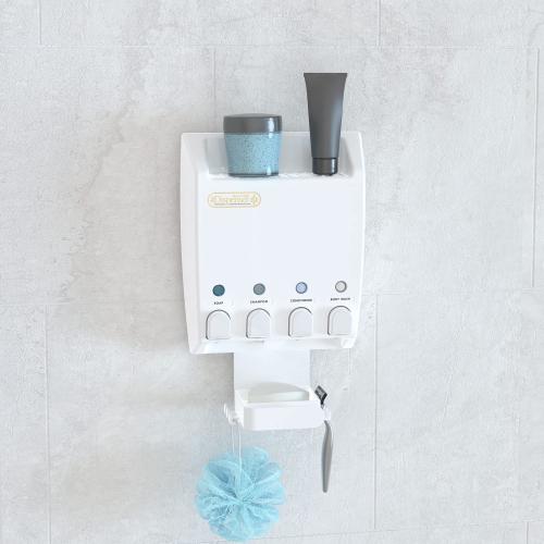 Better Living Products 75453 ULTI-Mate 4 Chamber Wall Mount or Hanging Shower Dispenser Shower Caddy White