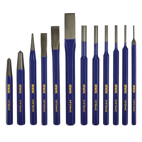 IRWIN Chisel Set, Chisel and Punch, 12-Pack with Various Sizes, Tempered for Durability, Great for Woodworking (IRHT82..
