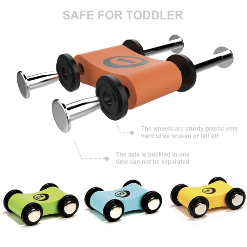 TOP BRIGHT Toddler Toys for 2 Year Old Boy and Girl Gifts Wooden Race Track Car Ramp Racer with 4 Mini Cars