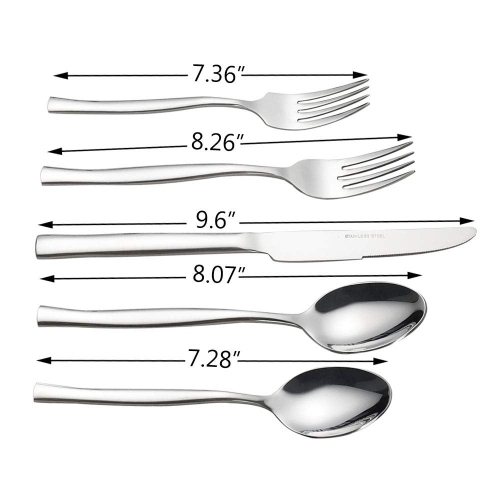 Qskely 40 Pieces Flatware Knives Forks Spoons, Cutlery Silverware Set, Service for 8