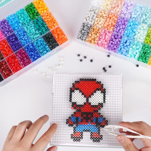 Tcthbc FuseBeads Kit 10,000pcs Melty Beads in 48 Colors, 5mm Compatible Perler Beads and Hama Beads 2 Boxes