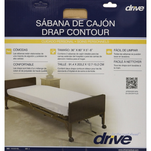 Drive Medical 15030HBL Hospital Bed Sheet Set, White