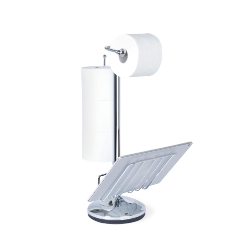Better Living Products Toilet Caddy Tissue Dispenser with Magazine Rack, Chrome