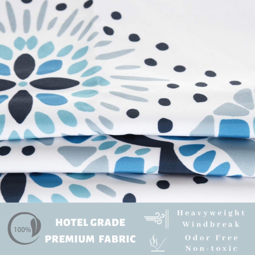 Ecoehoe Extra Long 71x79 White Boho No Hooks Shower Curtain with Replacement Polyester Snap Liner–100% Waterproof