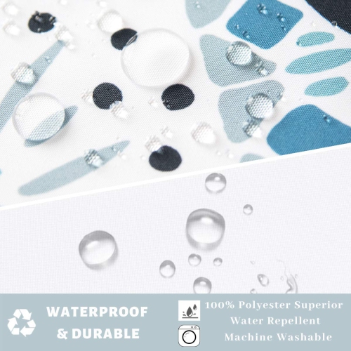 Ecoehoe Extra Long 71x79 White Boho No Hooks Shower Curtain with Replacement Polyester Snap Liner–100% Waterproof