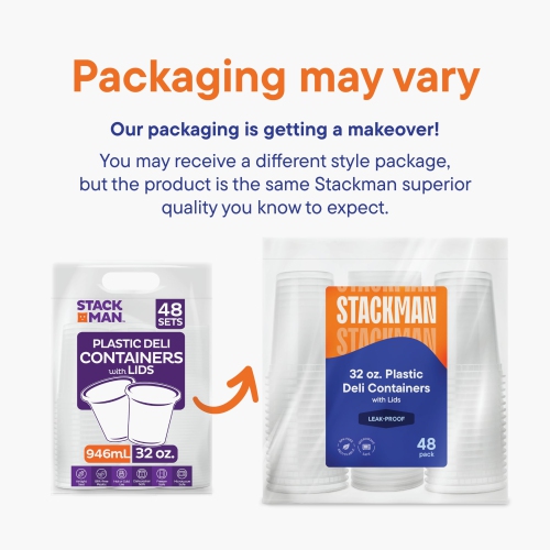 [48 Sets -32 oz.] Plastic Deli Food Storage Containers with Airtight Lids - Soup Containers with Lids