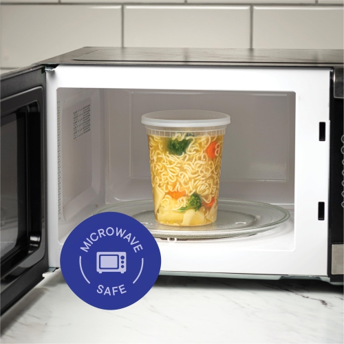 [48 Sets -32 oz.] Plastic Deli Food Storage Containers with Airtight Lids - Soup Containers with Lids